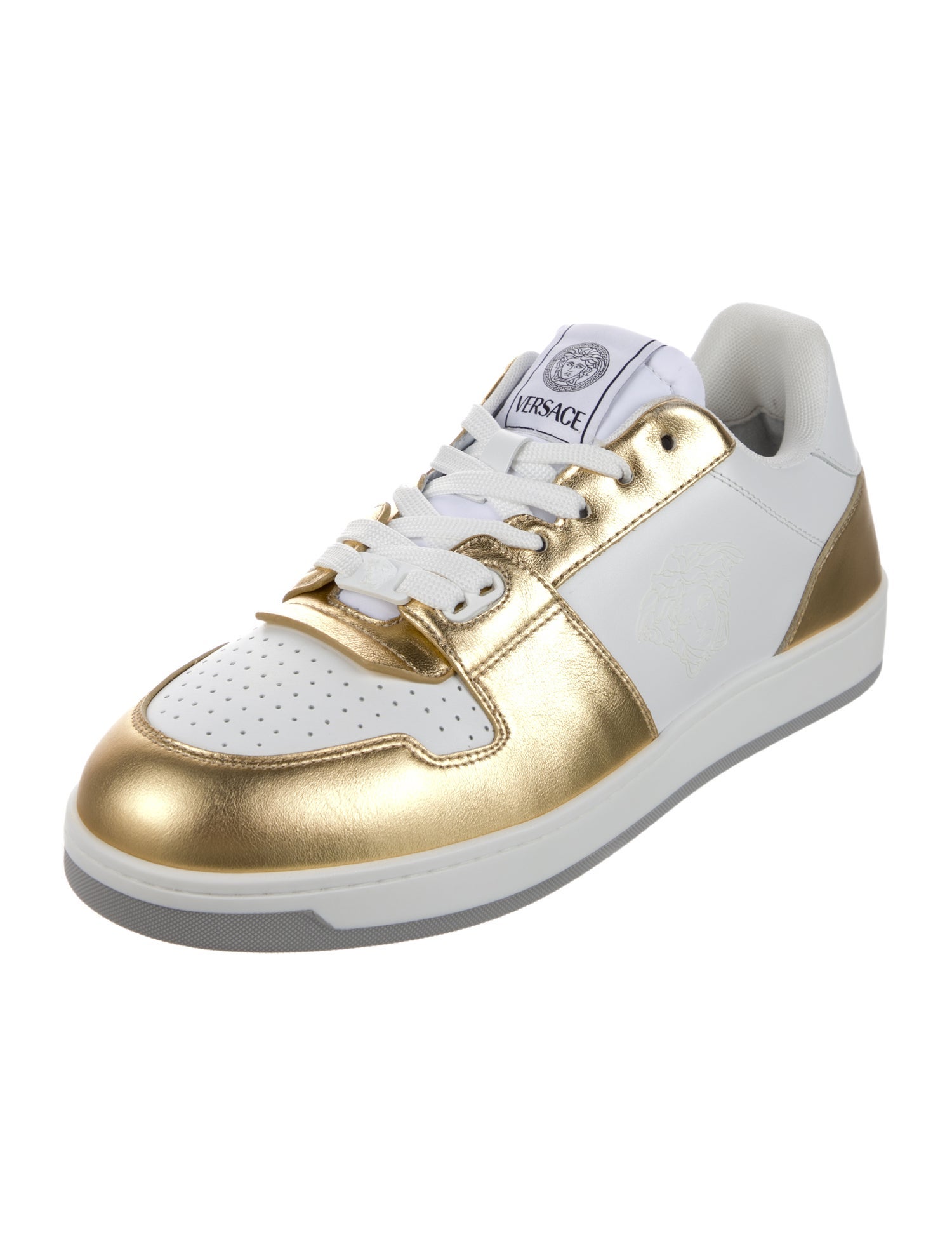 Versace Leather Colorblock Pattern Sneakers